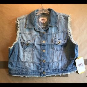 NWT Boom Boom Jeans acid splash Lt blue denim vest